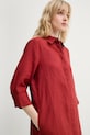 Marc O'Polo sukienka koszulowa lniana czerwony 5000014022