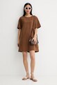 Marc O'Polo sukienka letnia z lnem 5000010265 brązowy ZS26