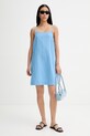 Marc O'Polo sukienka letnia z lnem 5000010555 niebieski ZS26
