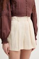 Silvian Heach szorty eleganckie damskie lniane POSANE beżowy GPP26186SH