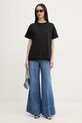 Silvian Heach t-shirt damski bawełniany z elastanem SEDIBANA GPP26093TS czarny ZS26