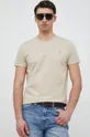 Βαμβακερό μπλουζάκι Gant μπεζ