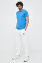 Βαμβακερό μπλουζάκι Gant μπλε