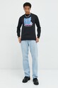 HUF longsleeve bawełniany ts01811 czarny ZW22