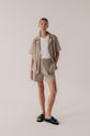 MUUV. koszula z domieszką lnu POCHE koszula.POCHE beżowy