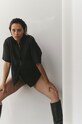 MUUV. koszula z domieszką jedwabiu SOIREE transparentna.koszula.S czarny ZW22