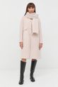 Vlněný kabát Liviana Conti pastelově růžová