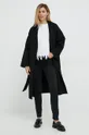 Μάλλινο παλτό Silvian Heach μαύρο