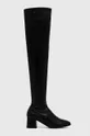 črna Usnjeni elegantni škornji Wojas Ženski