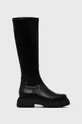 črna Usnjeni elegantni škornji Wojas Ženski