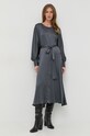Beatrice B sukienka z domieszką jedwabiu 22FA6817CREP granatowy ZW22