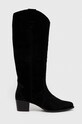 Charles Footwear kozaki zamszowe Viola słupek czarny Viola.Western.B.H.B