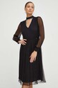Nissa rochie de matase RC14354 negru ZW23