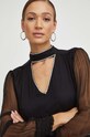 Nissa rochie de matase negru RC14354
