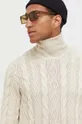 beżowy Solid sweter bawełniany