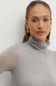 Шерстяной лонгслив Liviana Conti серый F4WH17