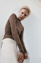 MUUV. longsleeve bawełniany SOUPLE brązowy longsleeve.slim.fit.SOU