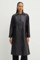 Liviana Conti płaszcz skórzany czarny F4WX35