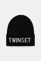 Twinset czapka drobny wzór czarny 252GJ5015
