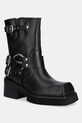 Jeffrey Campbell botki skórzane STUBBORN słupek czarny C529D.E501