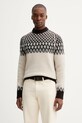 Marc O'Polo sweter z dodatkiem wełny okrągły beżowy 530509860194