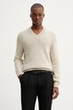 Marc O'Polo sweter z dodatkiem wełny okrągły beżowy 530512260178