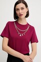 Silvian Heach t-shirt bawełniany BENSOULA bordowy GPA25130TS