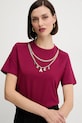 Silvian Heach tricou din bumbac BENSOULA burgundia GPA25130TS