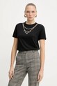 Bavlněné tričko Silvian Heach BENSOULA hladký černá GPA25130TS