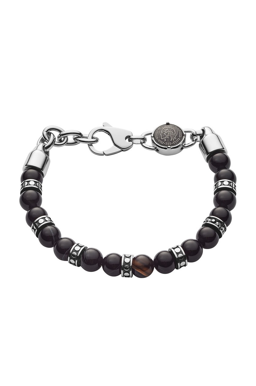 ★DIESEL★ Oval D Logo Leather Bracelet DX1516040 Women's Black Leather Stackable Bracelet | Black | Diesel