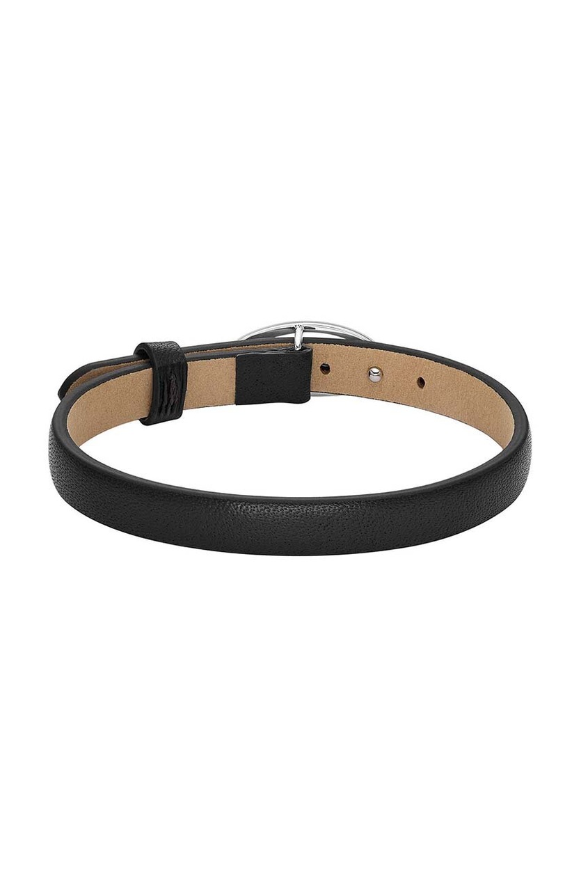 ★DIESEL★ Oval D Logo Leather Bracelet DX1516040 Women's Black Leather Stackable Bracelet | Black | Diesel
