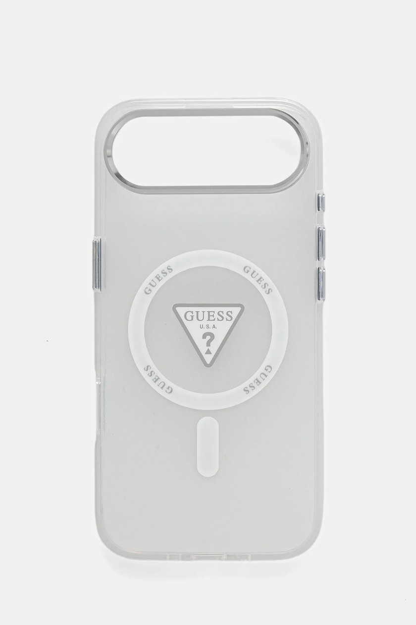 CG MOBILE Guess HC Custodia per telefono progettata per iPhone 16 Pro Max, durevole, antiurto, compatibile con Magsafe, custodia con logo classico in PU 4G con anello marrone