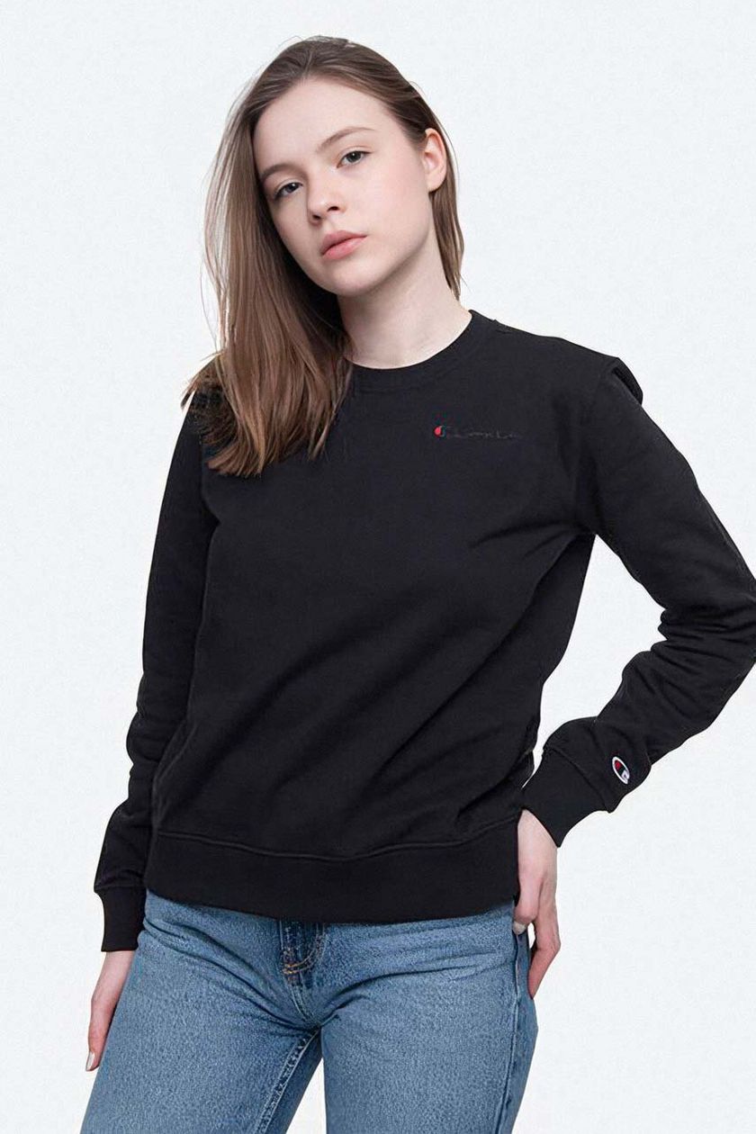 Champion cotton sweatshirt Crewneck Sweatshirt women\'s black color | buy on  PRM