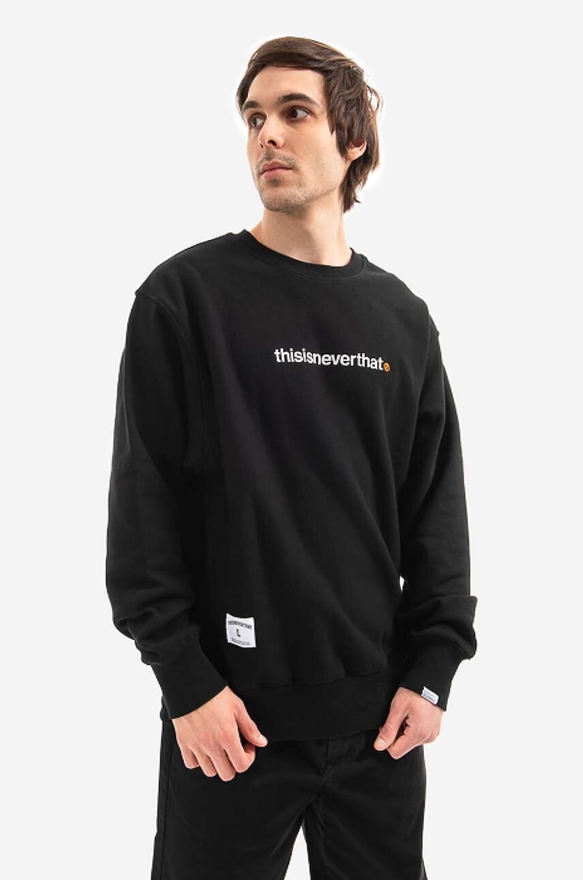 thisisneverthat sweatshirt Sport T-Logo Crewneck men's black thisisneverthat sweatshirt Sport T-Logo Crewneck men's black