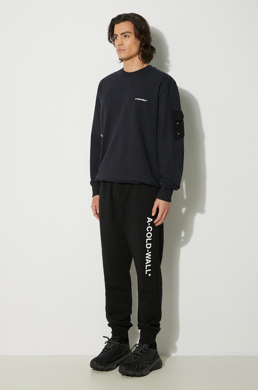 【A-COLD-WALL】BLACK POLYGON TECHNICAL CREWNECK A-COLD-WALL* cotton sweatshirt Polygon Technical Crewneck PRM EU