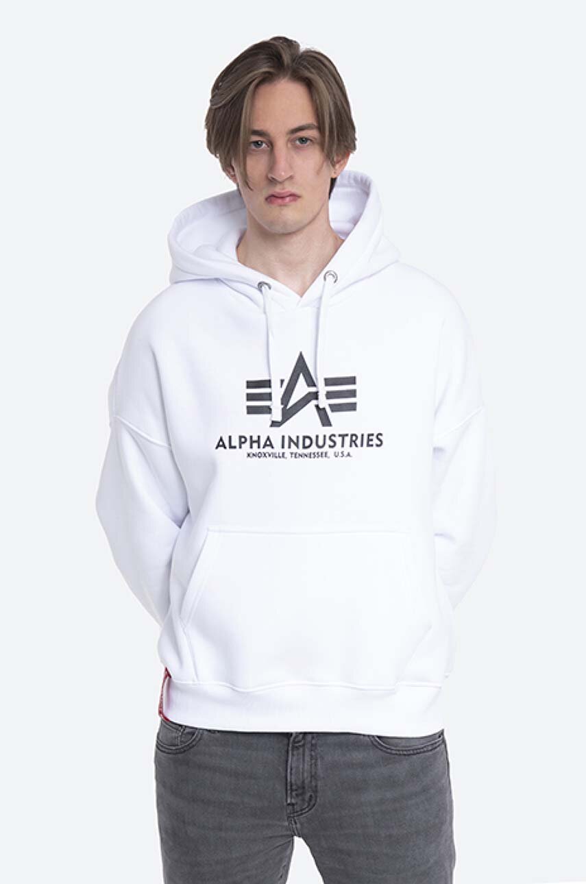 Alpha Industries sweatshirt Basic OS Hoody men\'s white color | buy on PRM