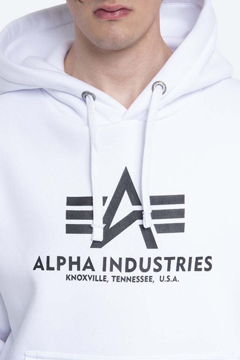 Alpha Industries sweatshirt Basic OS Hoody men\'s white color | buy on PRM