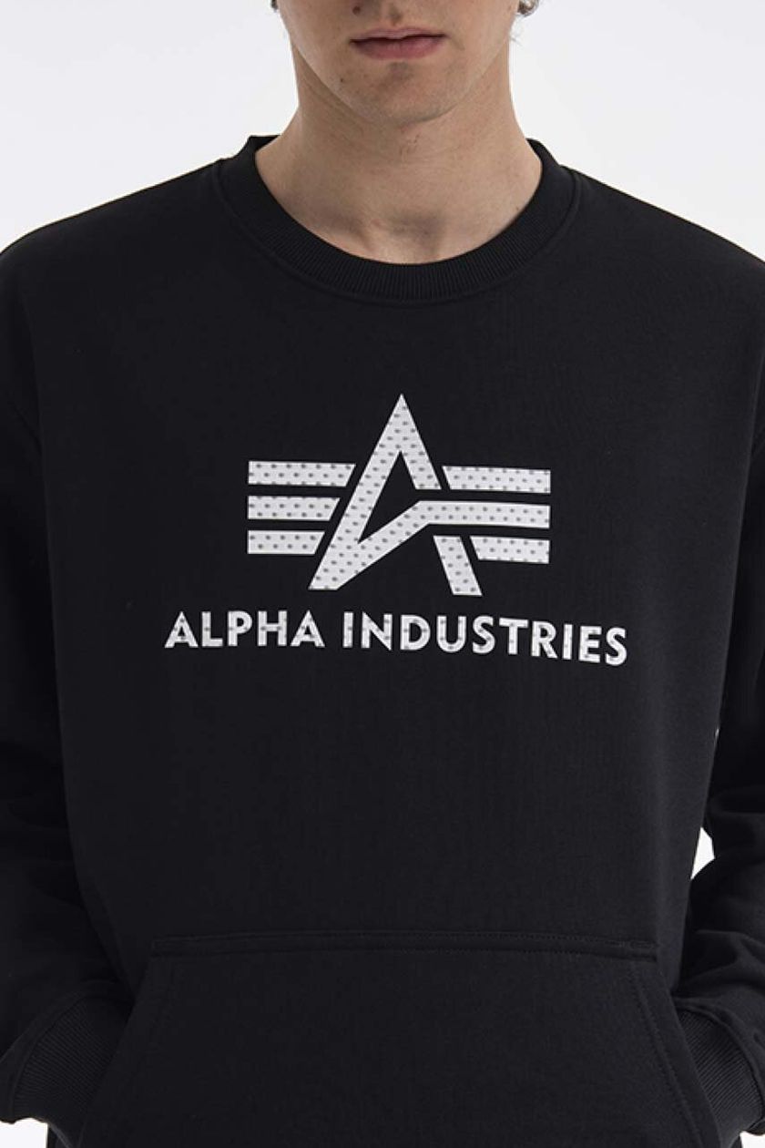 Alpha Industries sweatshirt Alpha Industries 3D Logo Sweater 128302 03 men's  black color buy on PRM