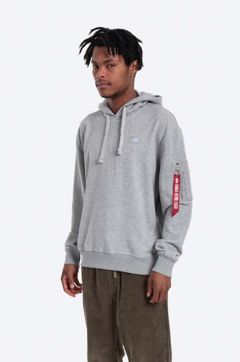 Alpha Industries sweatshirt 17 X Fit Hoody men s gray color