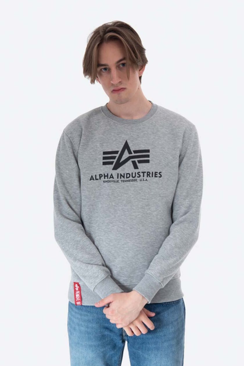 Alpha Industries sweatshirt Sweater on gray color Basic buy men\'s PRM 178302.17