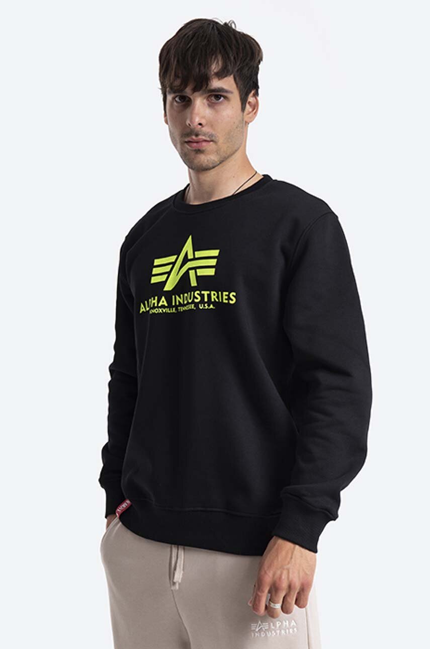 Alpha Industries sweatshirt Alpha Industries Basic Sweater 178302NP 478  men's black color | buy on PRM