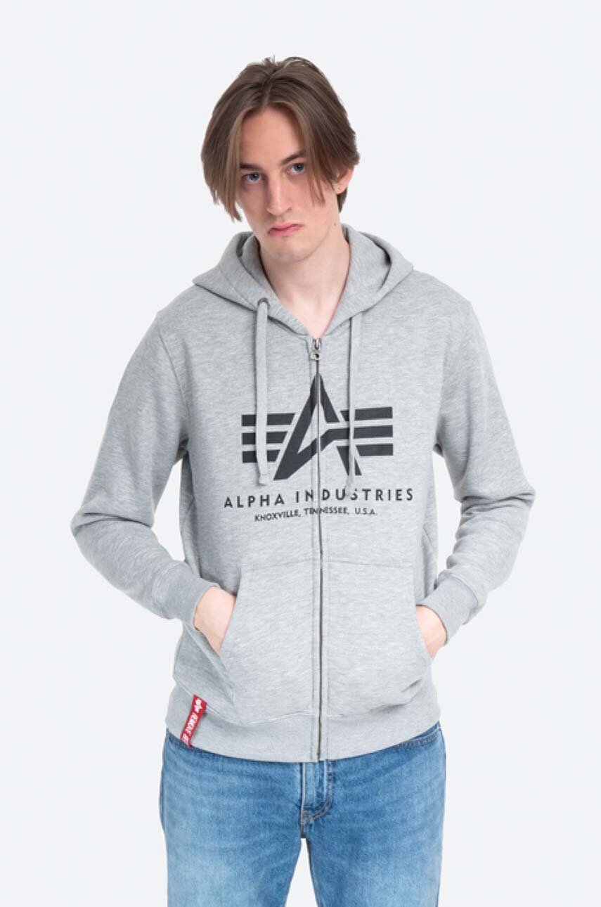 Alpha Industries sweatshirt Basic men's gray color | buy on PRM