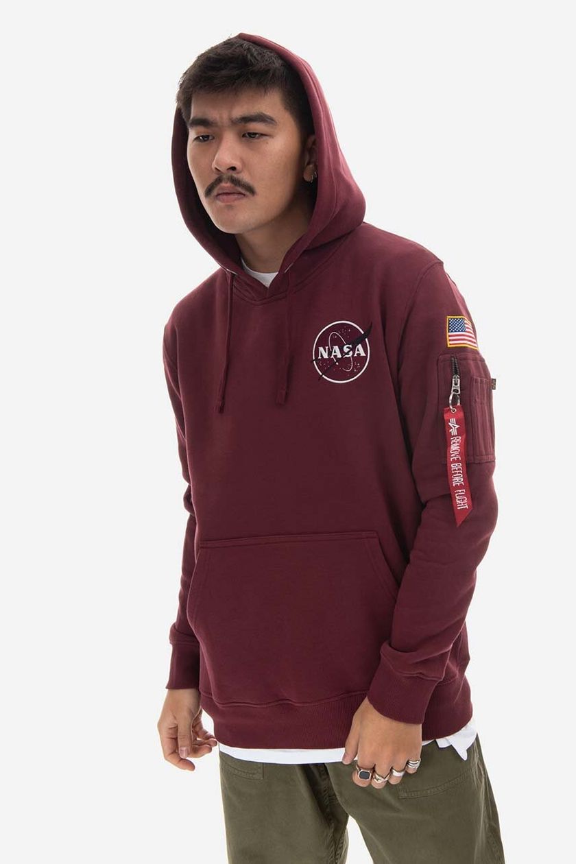 Alpha Industries sweatshirt Space Shuttle men\'s maroon color | buy on PRM