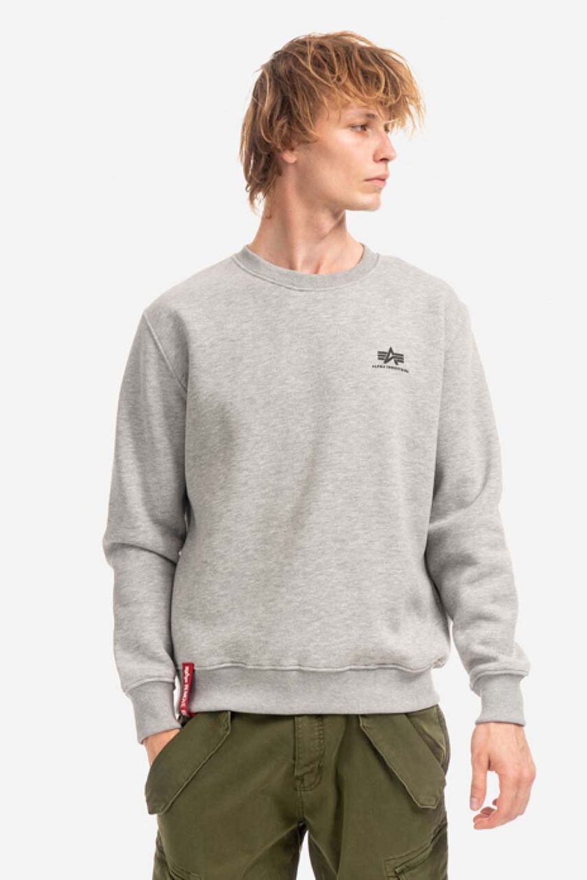 Alpha Industries sweatshirt Basic Sweater Small Logo men's gray color  188307.17 | buy on PRM