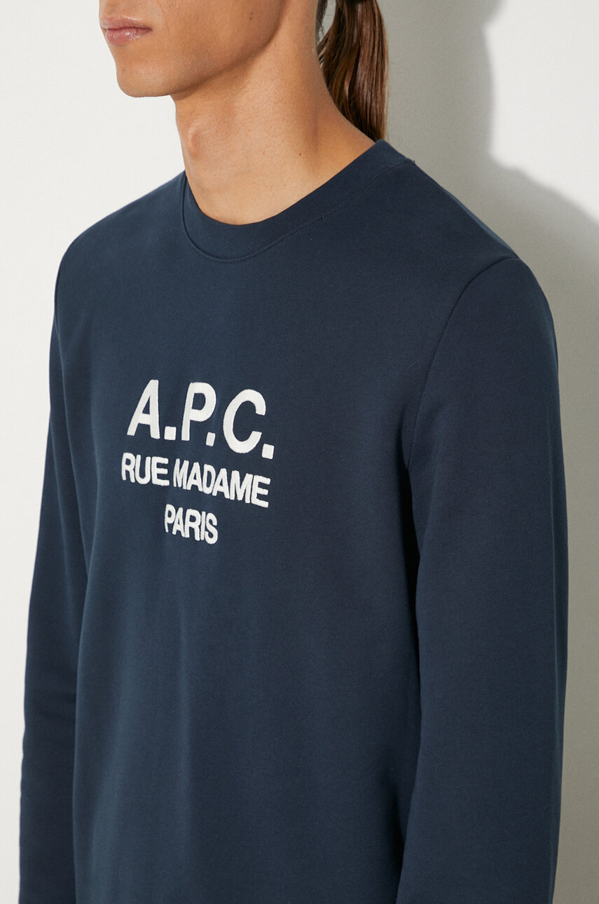 A.P.C. cotton sweatshirt Malcolm men s navy blue color at PRM US