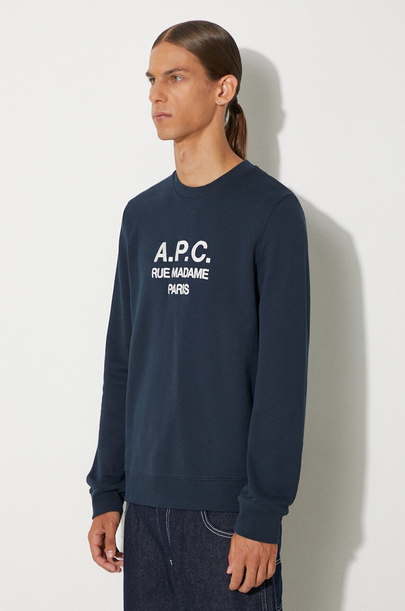 A.P.C. cotton sweatshirt Sweat Rufus men's navy blue color