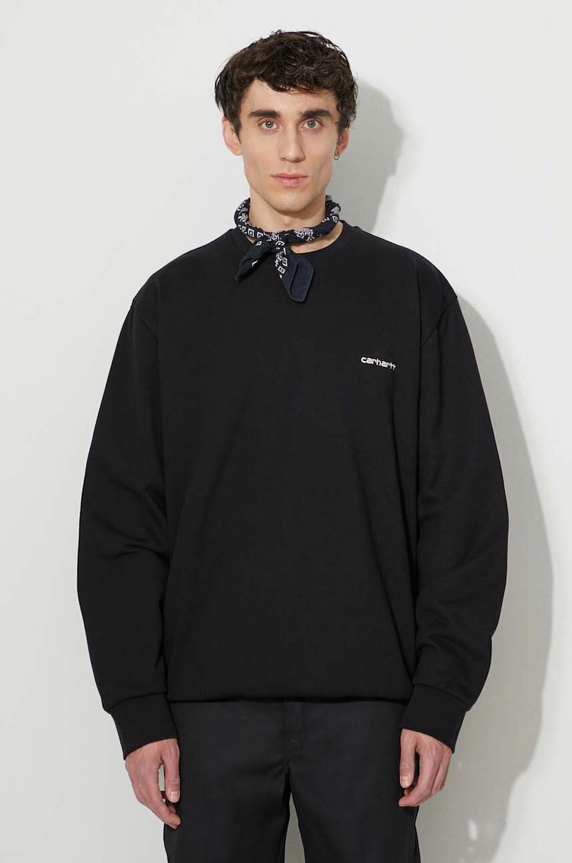 Carhartt WIP sweatshirt Script Embroidery men's black color at PRM US