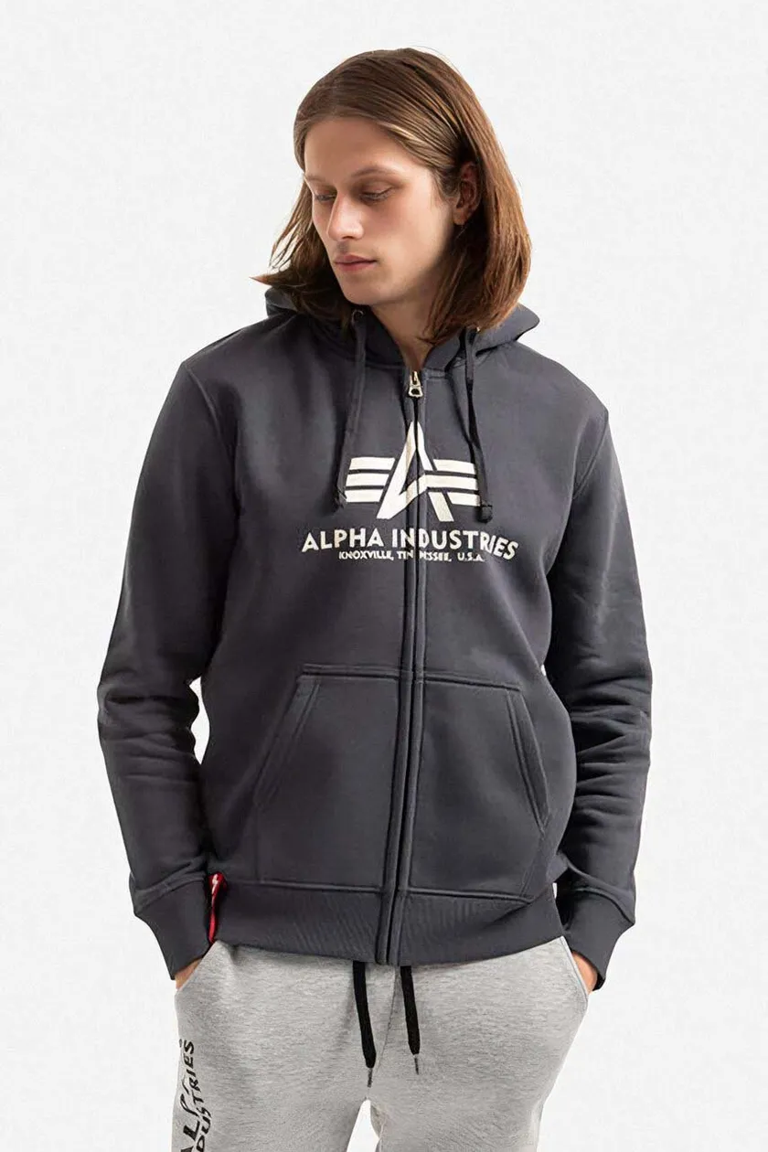 Alpha Industries Hoody on PRM color men\'s sweatshirt Zip gray buy | Basic
