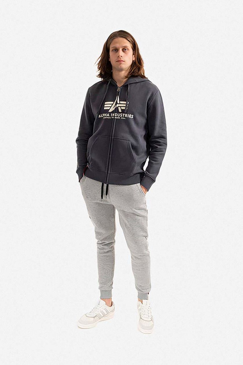 Alpha Industries sweatshirt Basic Zip Hoody men's gray color | buy on PRM