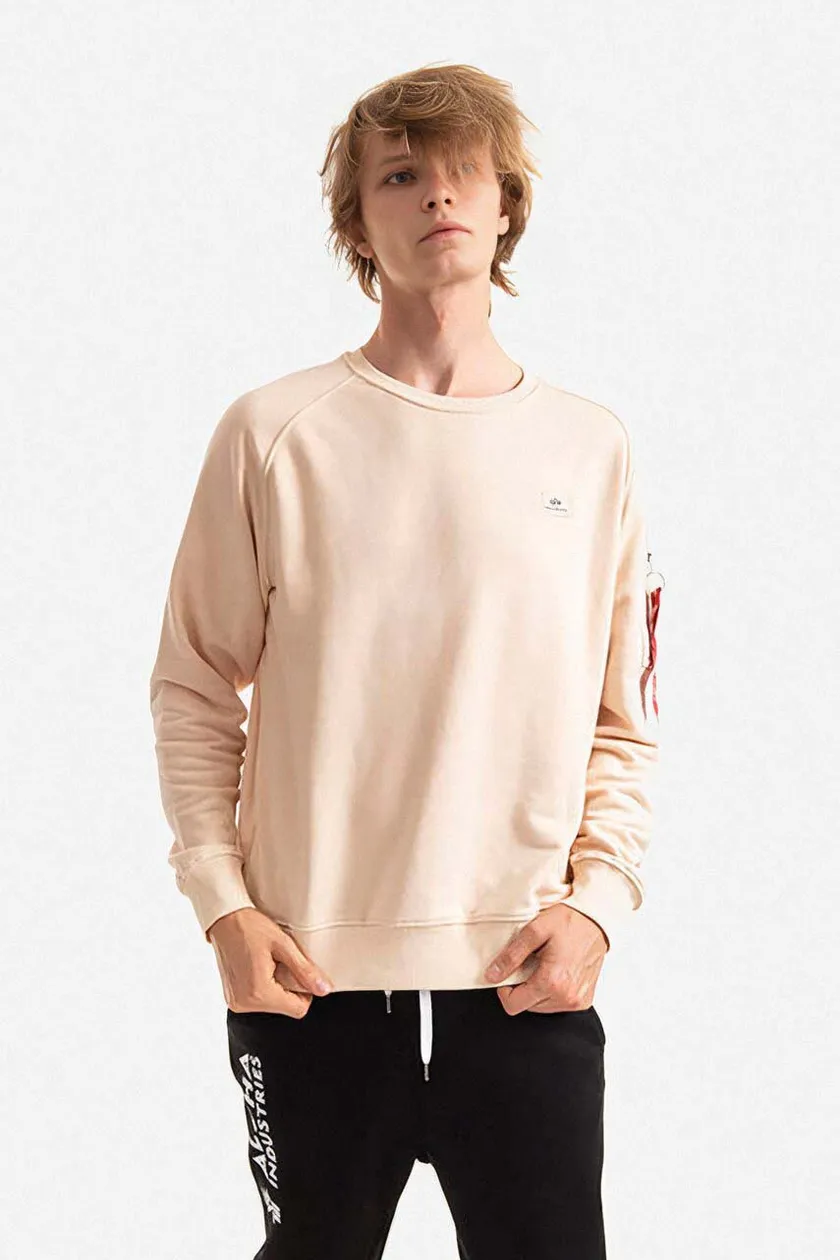 Alpha Industries sweatshirt X Fit Sweat men s beige color buy on PRM